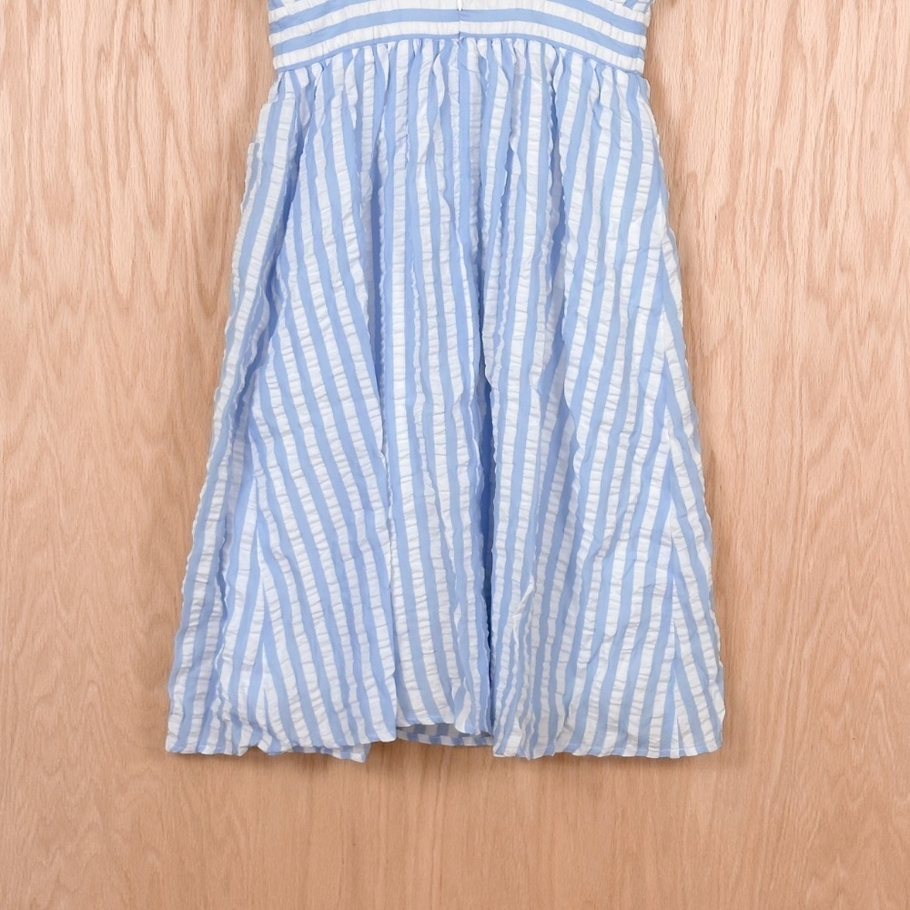 Pink Lily x Caitlin Covington Hamptons Deep V Striped Blue Midi Dress - Picture 8 of 10
